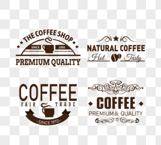 棕色创意咖啡艺术字标志复古标签图片