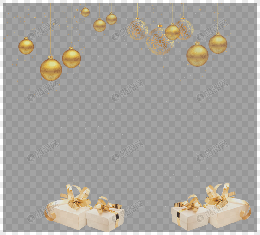 奢金金色气球点缀元素图片