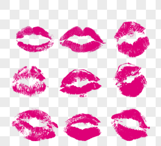 粉色口红唇印简单设计图案高清图片