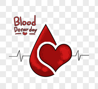 卡通红色献血日心脏跳动高清图片素材