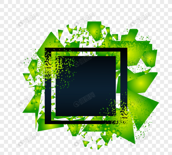 绿色渐变破碎碎屑暗色边框派对元素图片