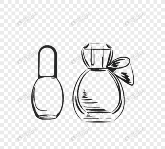 手绘黑白色透明香水玻璃瓶图片