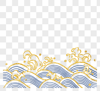金色古典日本风格海浪纹饰高清图片