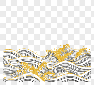 金色古典海浪波纹纹饰图案图片