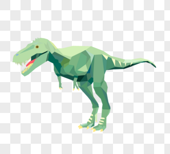 绿色多边形动物恐龙色块简约风格图片