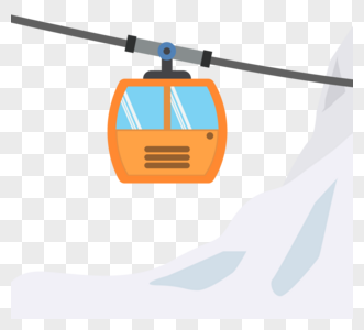 橙色雪山缆车观光例证图片