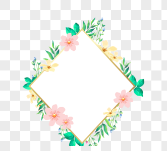 水彩粉色花朵边框图片