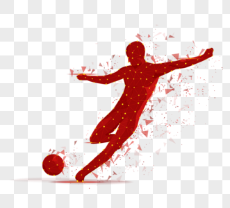 红色多边形线条足球图片