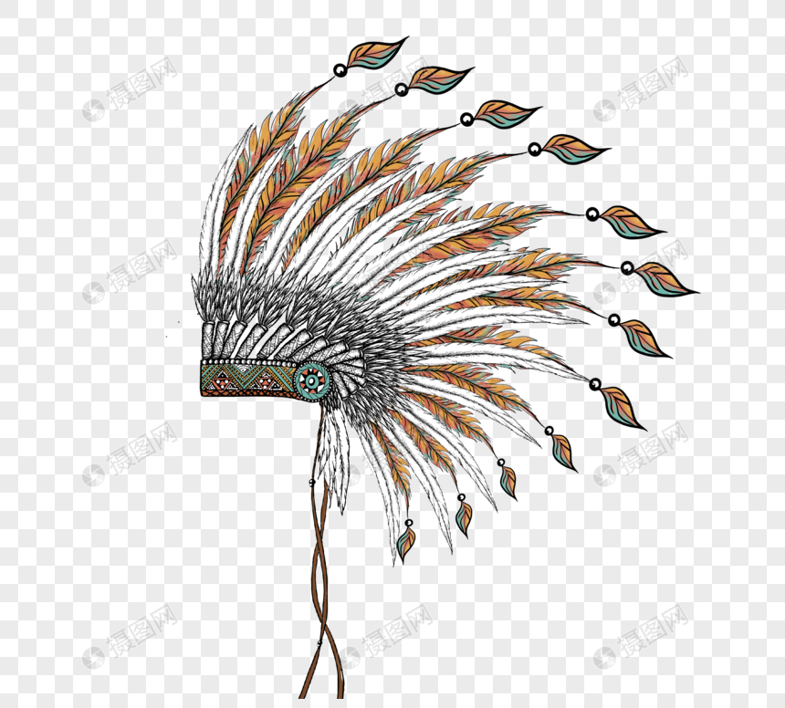 印第安人头饰手绘
