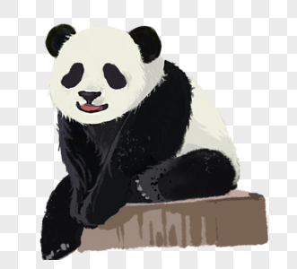 中国国宝大熊猫手绘元素图片