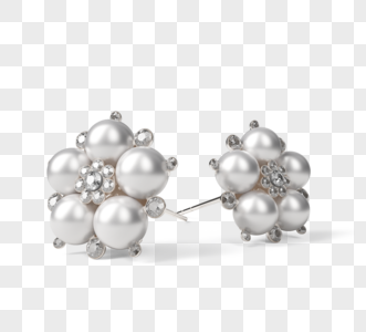 珍珠和钻石耳环图片