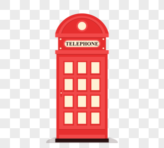 简约英国红色电话亭元素图片