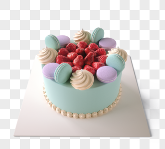 蓝色草莓蛋糕3d元素图片