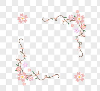粉色樱花蝴蝶结边框图片