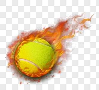 运动中绿色燃烧网球图片