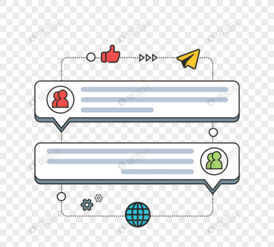 创意对话框点赞社交媒体网页线稿创意图图片