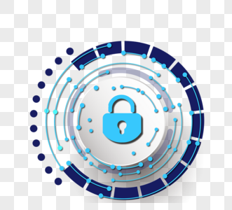 网络安全蓝色锁立体图案图片