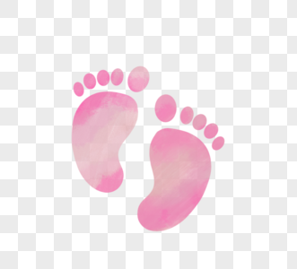 新生儿水彩晕染风格脚印手绘图片素材