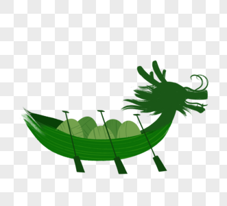 端午绿色粽子叶龙舟图片