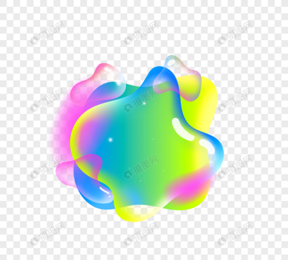 彩色不规则图形漂浮气泡元素图片