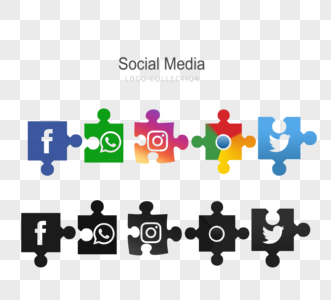 简单拼图社交媒体徽标元素图片
