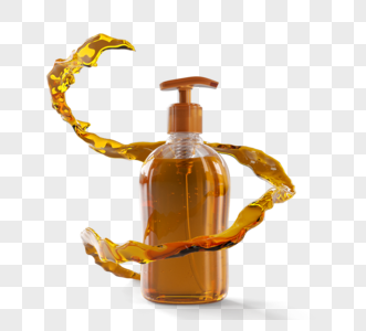 橙色蜂蜜洗手液瓶3d元素高清图片