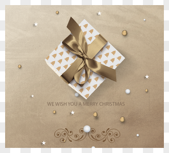 金色豪华礼品丝带包装圣诞贺卡图片