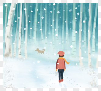 冬天漫步在森林例证中图片