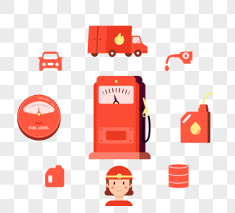 石油加油站红色信息图设计图片
