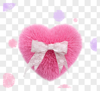 三维粉红色毛球爱心蝴蝶结造型模型高清图片