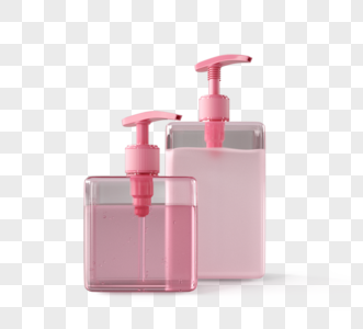 粉色洗手液包装瓶3d元素图片