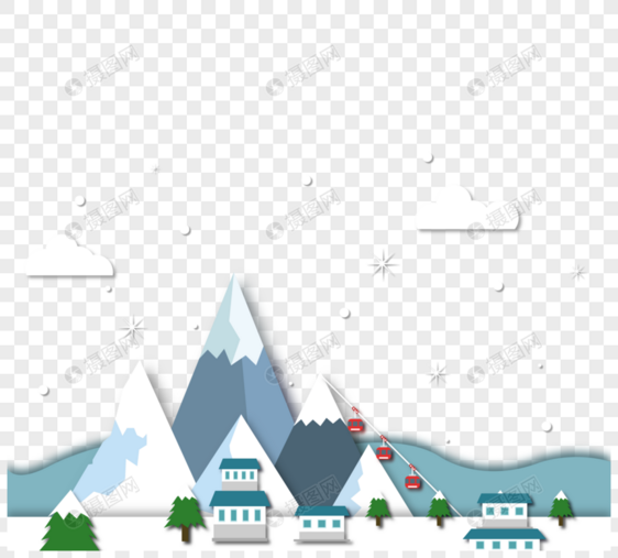 传染媒介冬天雪山风景装饰元素图片