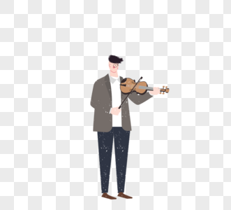 一个男人住在浅色手绘小提琴男人中图片