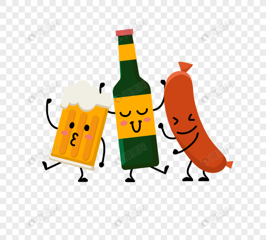德国啤酒香肠卡通拟人元素