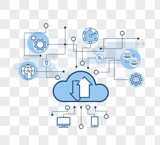 蓝色云数据传输分布高清图片