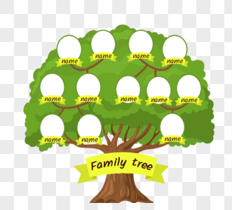 手绘绿色大树家庭树家庭关系图片