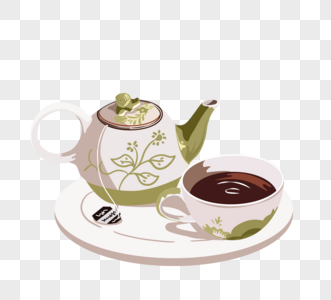 手绘英式下午茶传统红茶高清图片