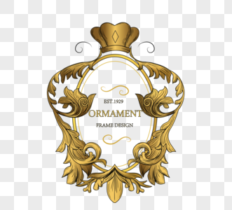 金色古典欧式贵族皇冠金属椭圆形边框图片