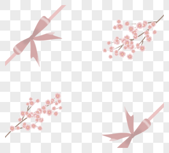 粉色樱花丝带蝴蝶结图片
