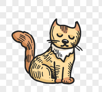 小猫扁平卡通动物手绘元素图片
