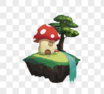 童话蘑菇浮岛图图片