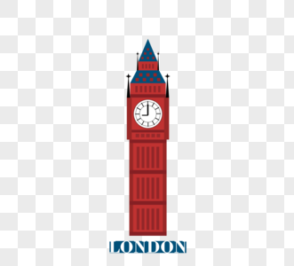 英国英式大本钟创意建筑扁平元素图片