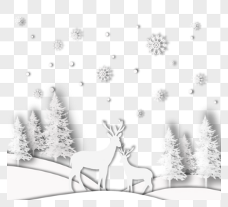 白色麋鹿森林圣诞节图片