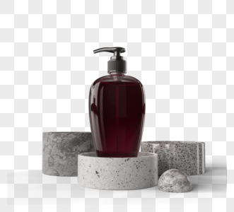红棕色洗手液大理石展位3d元素图片