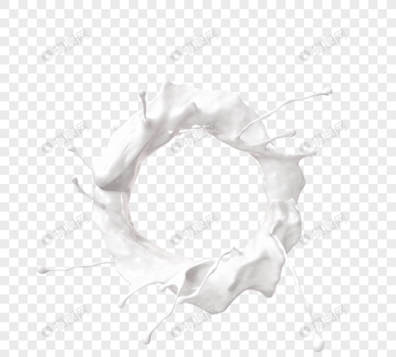 牛奶圆环液体飞溅3d元素图片