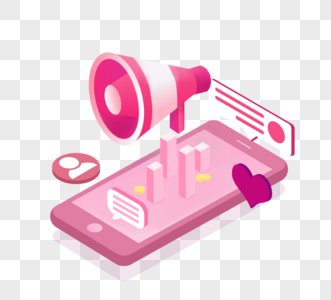粉色创意立体手机社交网络图片