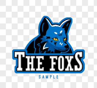 手绘蓝色狐狸俱乐部动物logo图片