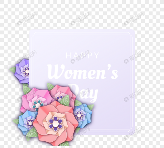 清新紫色花朵边框妇女节贺卡图片