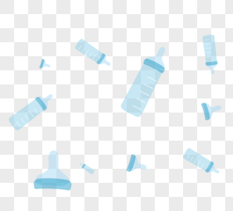蓝色卡通婴儿奶瓶元素图片