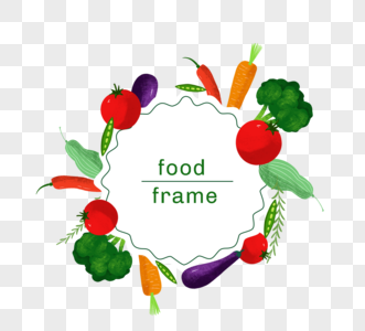 食物和蔬菜元素彩色卡通插图图片